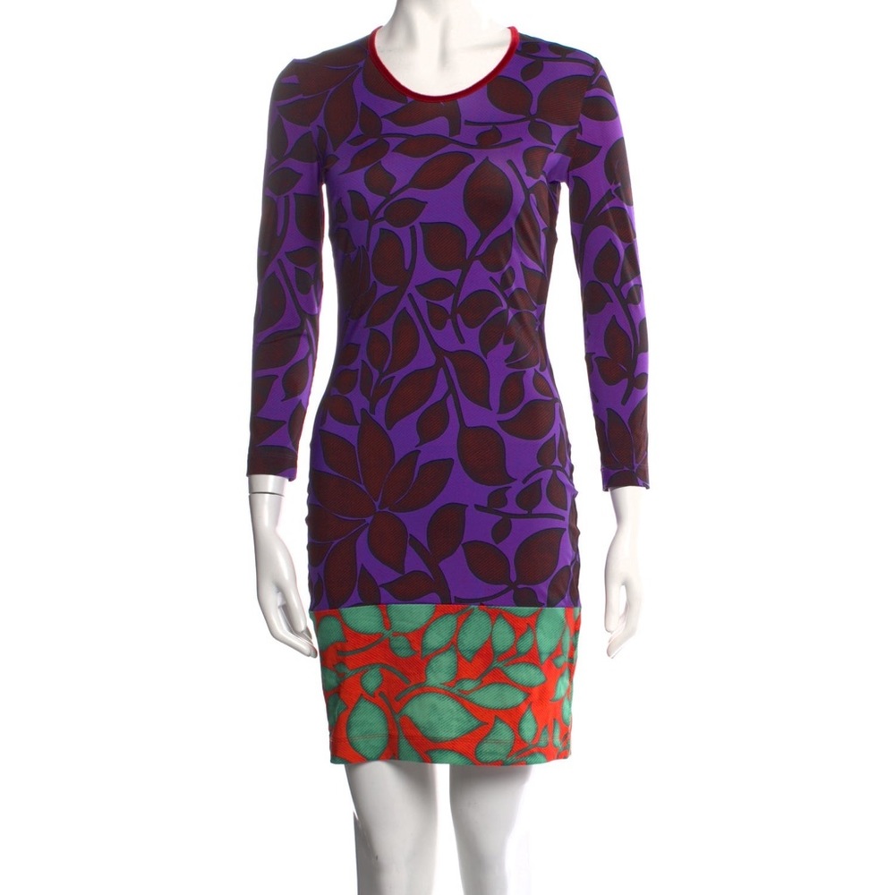 Just Cavalli Leaf Print Dress Luxury size 44 Dopamine Artsy Maximlist Career